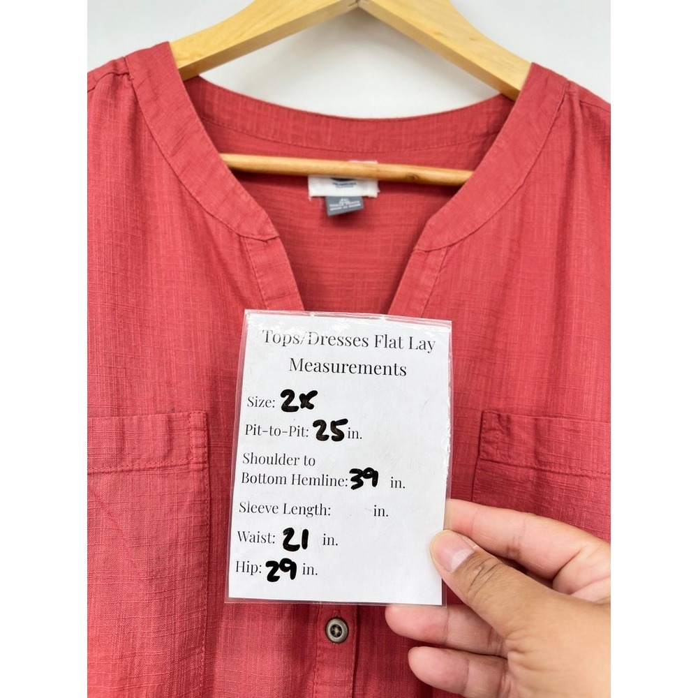 Old Navy Womens 2X Plus Red Cotton Sleeveless Button Front Drawstring Dress - Picture 6 of 6